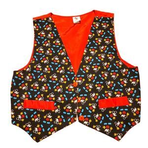 Vtg 90s Disney Mickey Mouse Red Black Vest M/L Satin USA Made Unisex